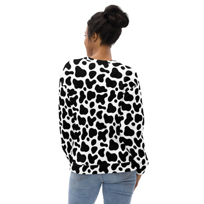 Cow Print Sweatshirt With Brushed Inner Fleece Fabric
