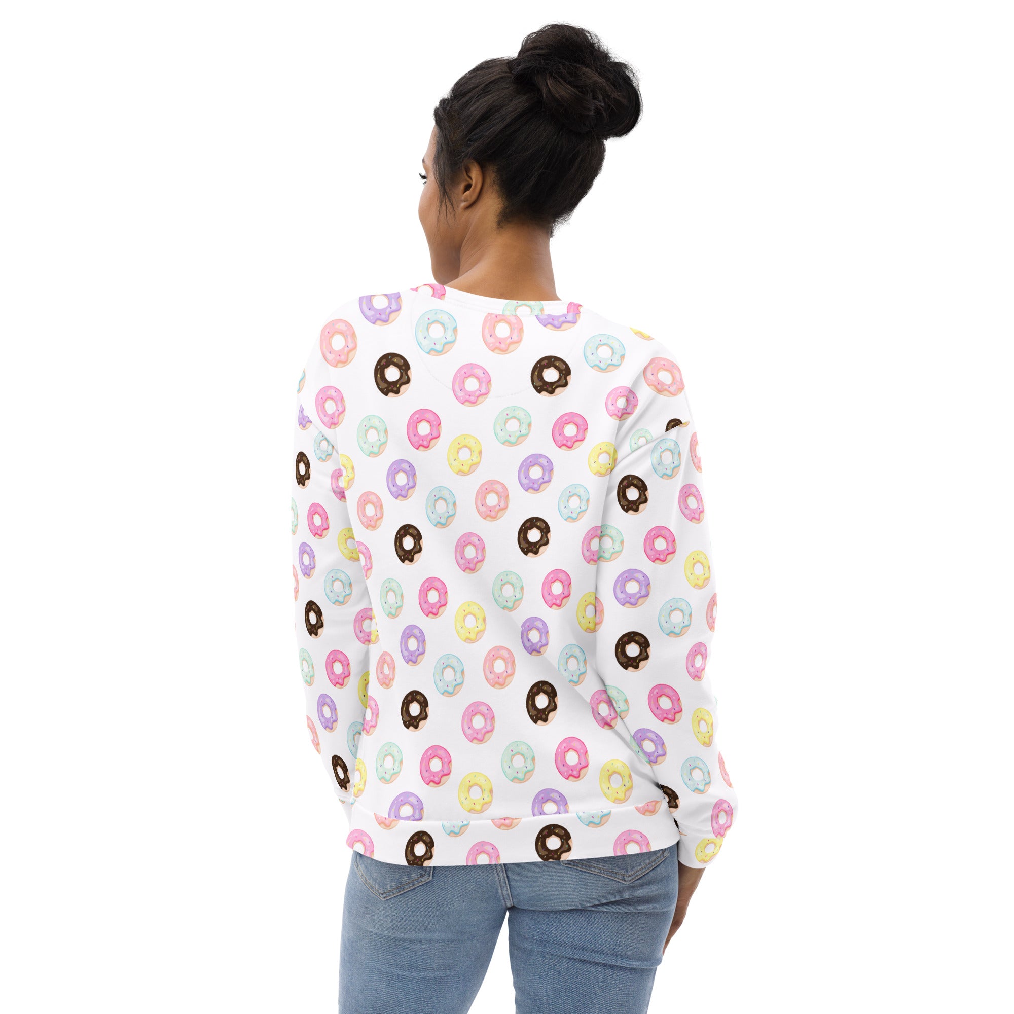 Colorful Donuts Sweatshirt With Brushed Inner Fleece Fabric