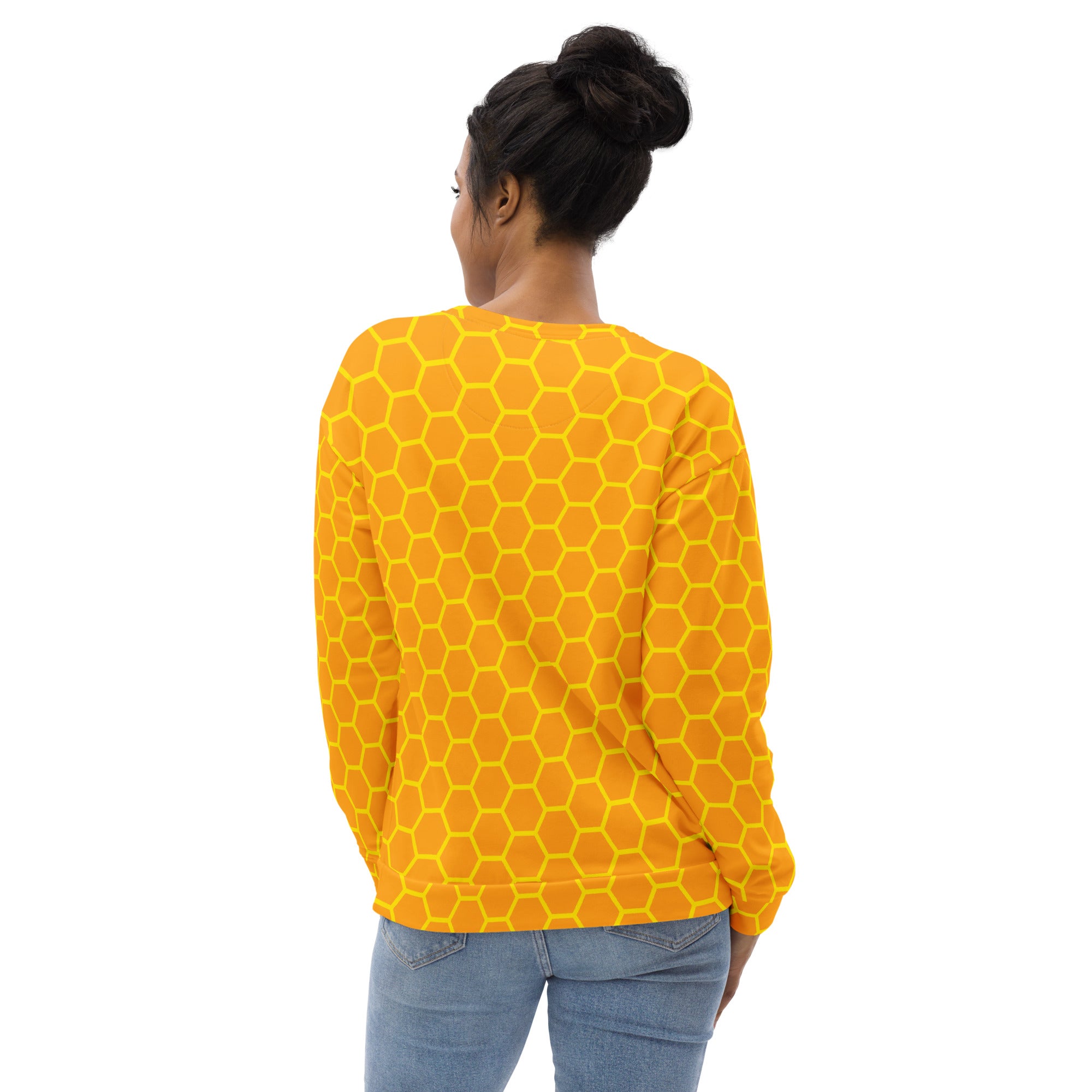 Honeycomb Print Sweatshirt With Brushed Inner Fleece Fabric