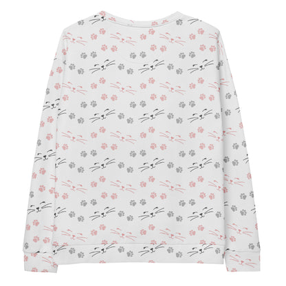 Cat Paw Print Sweatshirt With Brushed Inner Fleece Fabric