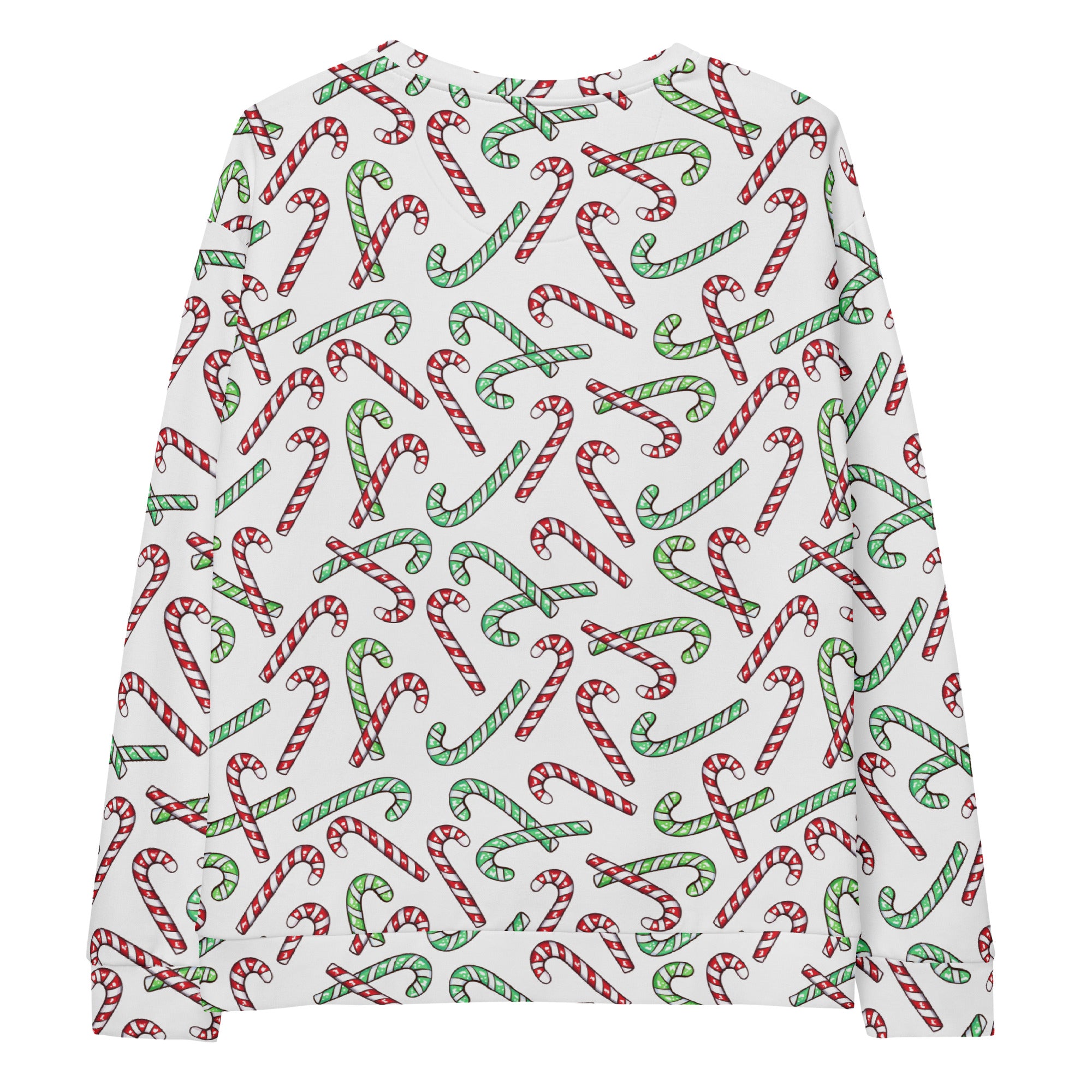 Red And Green Candy Cane Christmas Sweatshirt With Brushed Inner Fleece Fabric
