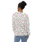 Red And Green Candy Cane Christmas Sweatshirt With Brushed Inner Fleece Fabric