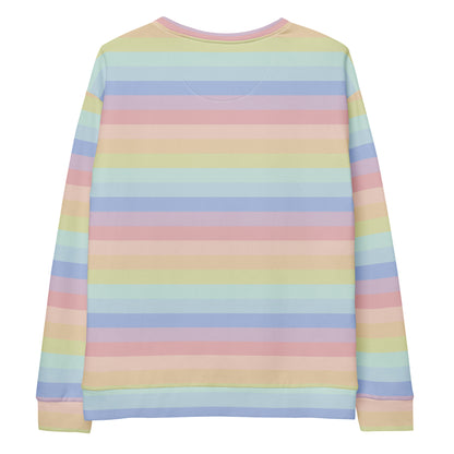 Pastel Rainbow Stripes Sweatshirt With Brushed Inner Fleece Fabric