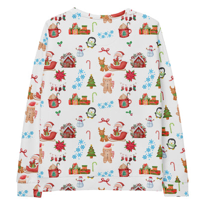 Christmas Pattern Sweatshirt With Brushed Inner Fleece Fabric