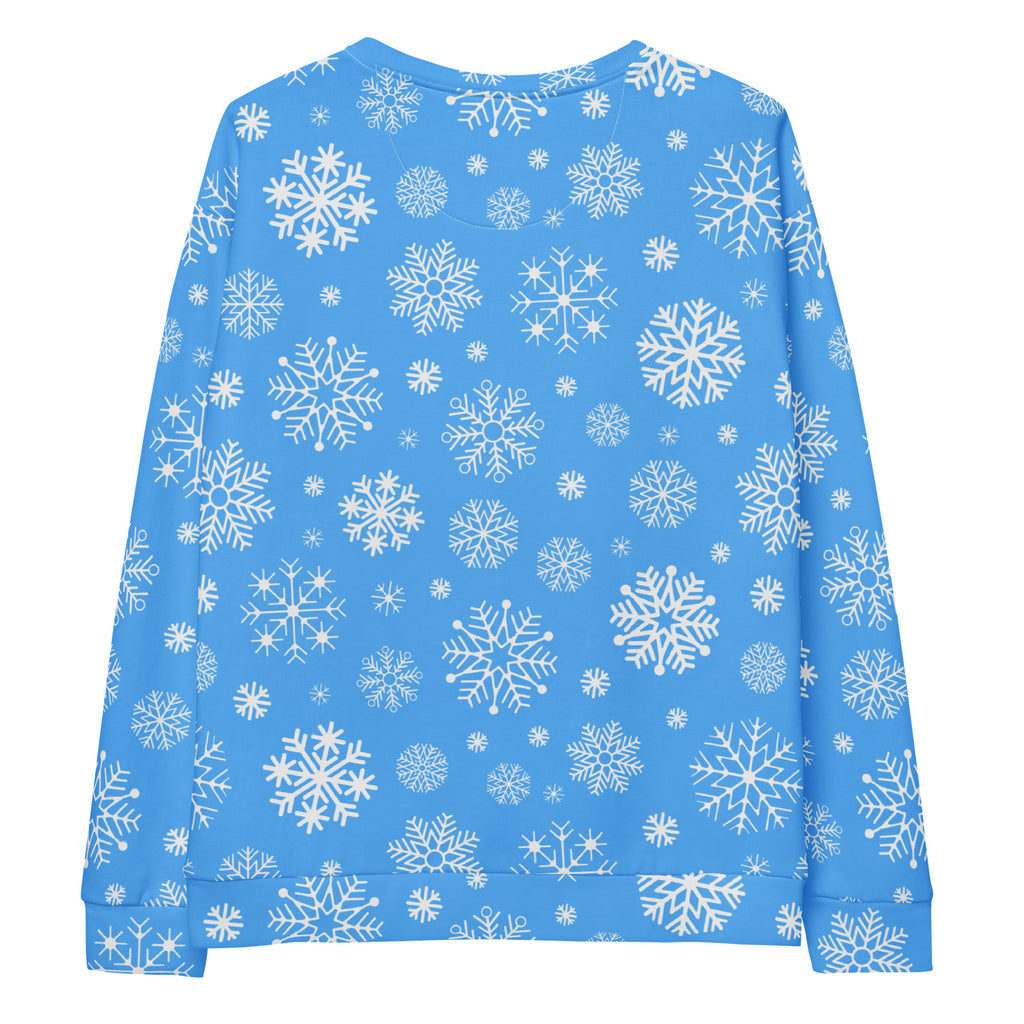 Blue Snowflake Christmas Sweatshirt With Brushed Inner Fleece Fabric