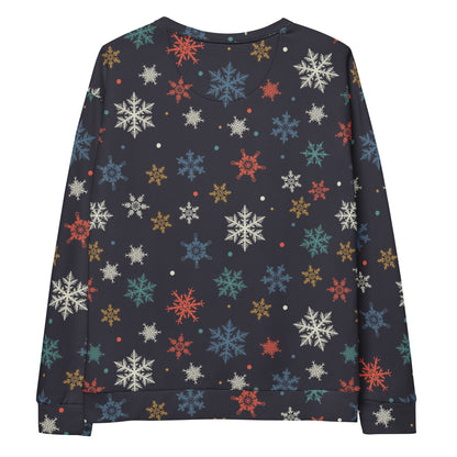 Colorful Snowflake Christmas Sweatshirt With Brushed Inner Fleece Fabric