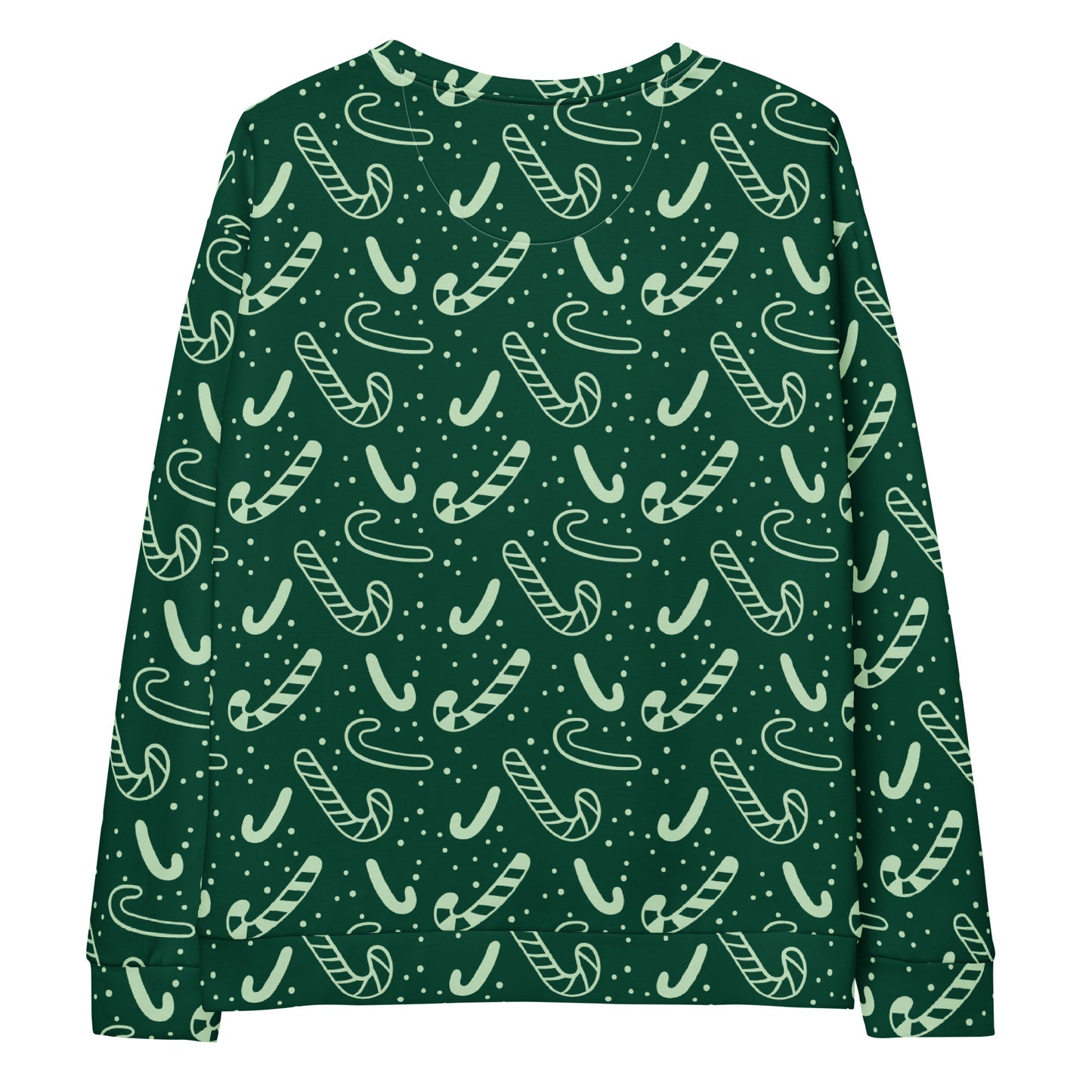 Green Candy Cane Christmas Sweatshirt With Brushed Inner Fleece Fabric