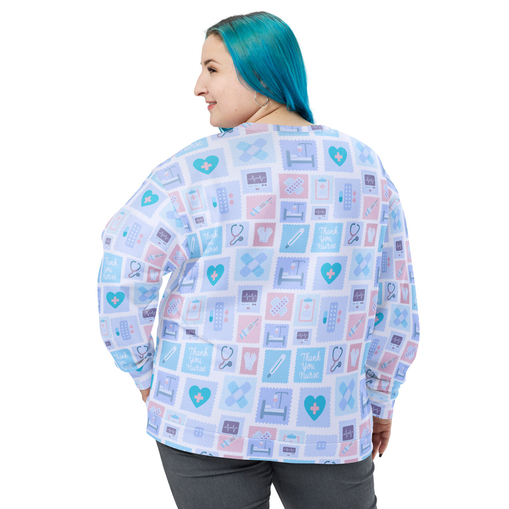 Blue Nurse Icon Sweatshirt With Brushed Inner Fleece Fabric