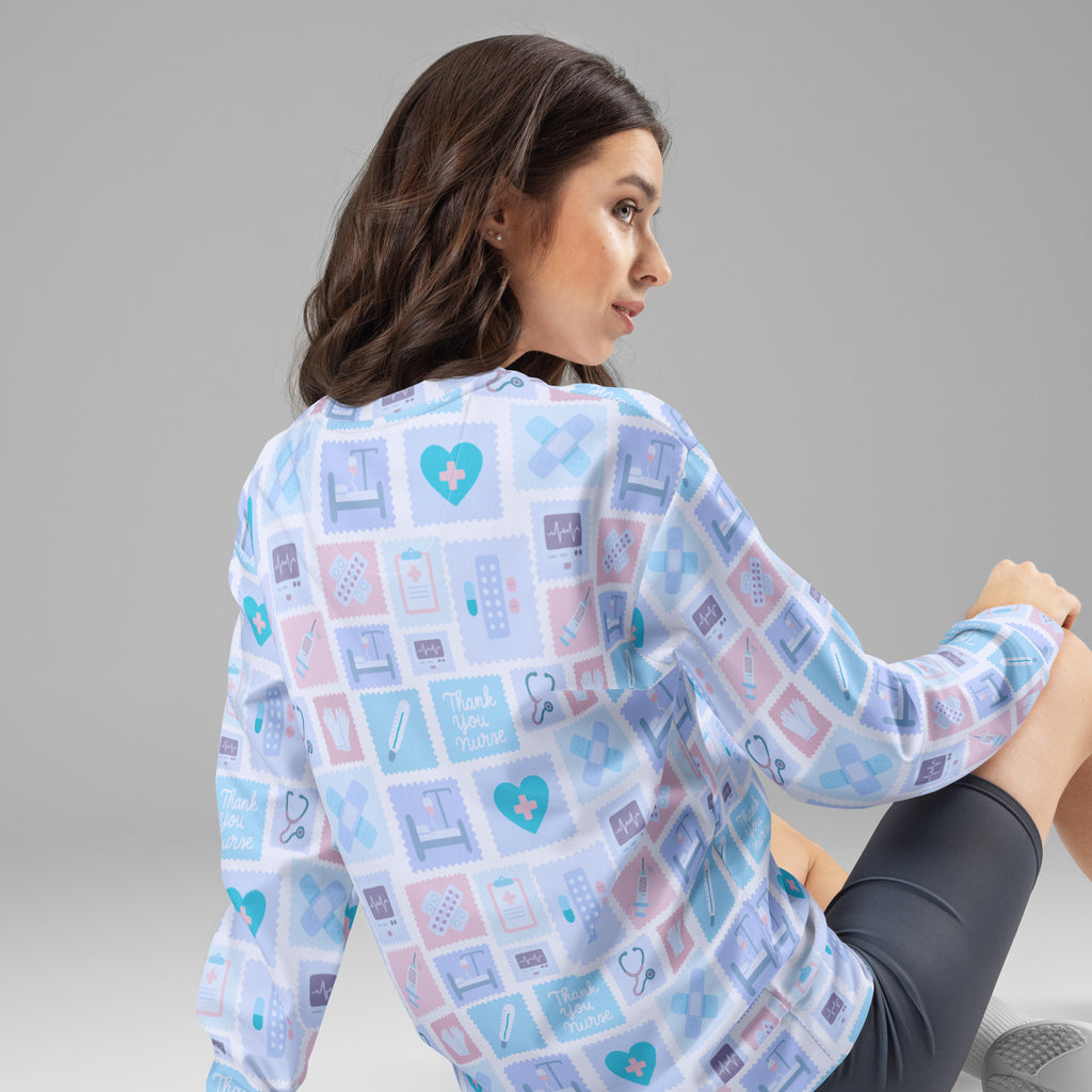 Blue Nurse Icon Sweatshirt With Brushed Inner Fleece Fabric