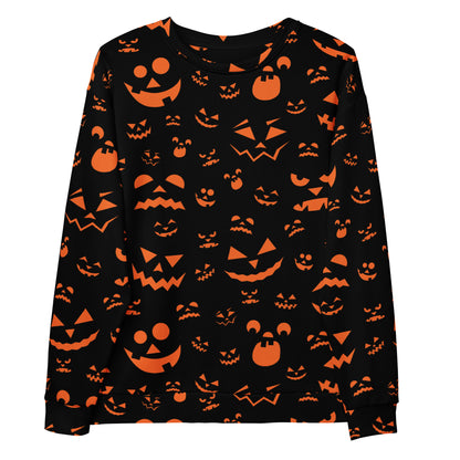 Orange Jack-O’-Lantern Halloween Sweatshirt With Brushed Inner Fleece Fabric
