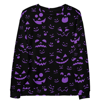 Purple Jack-O’-Lantern Halloween Sweatshirt With Brushed Inner Fleece Fabric