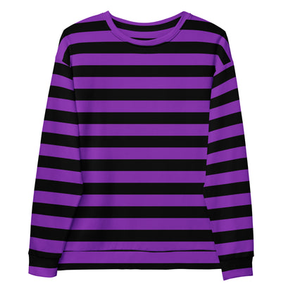 Purple and Black Striped Halloween Recycled Sweatshirt With Brushed Inner Fleece Fabric