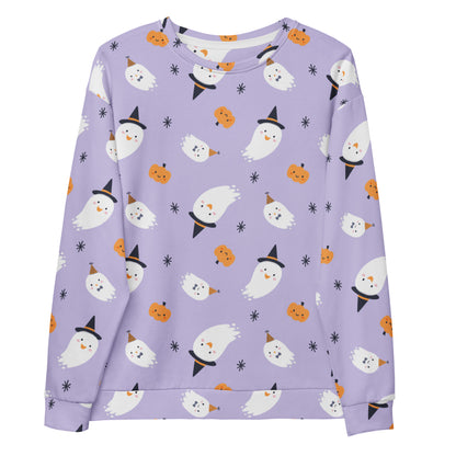 Halloween Witch Ghost Sweatshirt With Brushed Inner Fleece Fabric