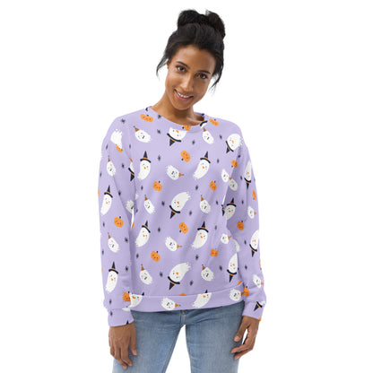 Halloween Witch Ghost Sweatshirt With Brushed Inner Fleece Fabric