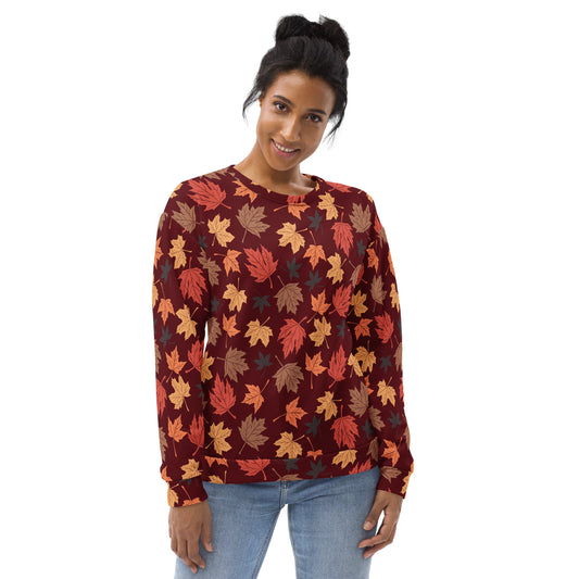 Autumn Leaves Sweatshirt With Brushed Inner Fleece Fabric