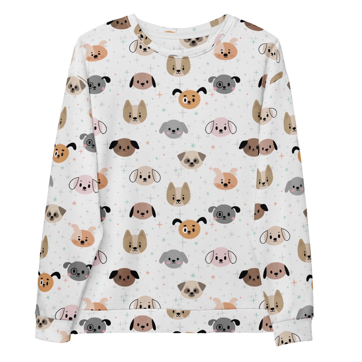 Dog Face Sweatshirt With Brushed Inner Fleece Fabric