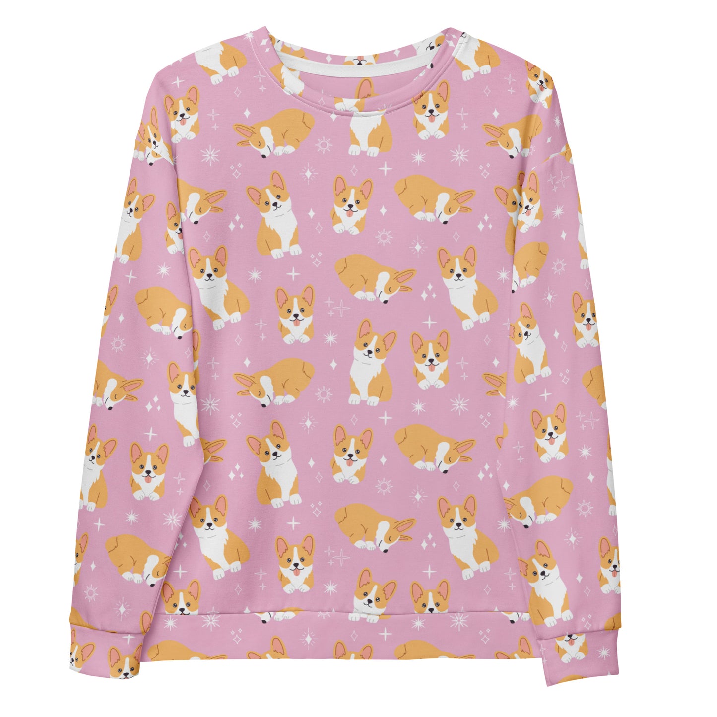 Pink Corgi Dog Sweatshirt With Brushed Inner Fleece Fabric