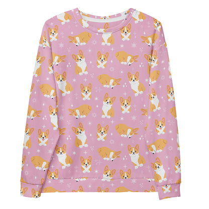 Pink Corgi Dog Sweatshirt With Brushed Inner Fleece Fabric