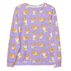 Purple Corgi Dog Sweatshirt With Brushed Inner Fleece Fabric