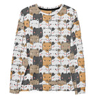 Kawaii Cat Face Sweatshirt With Brushed Inner Fleece Fabric