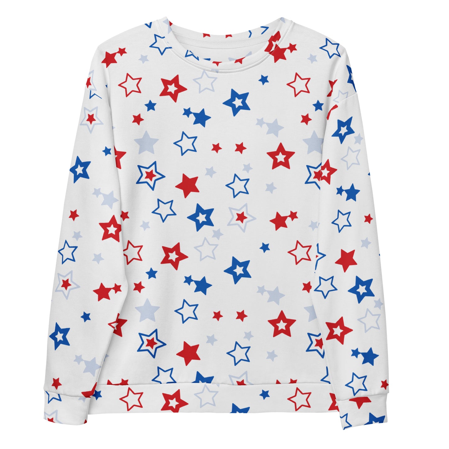 Patriotic Red, White & Blue Stars Sweatshirt With Brushed Inner Fleece Fabric