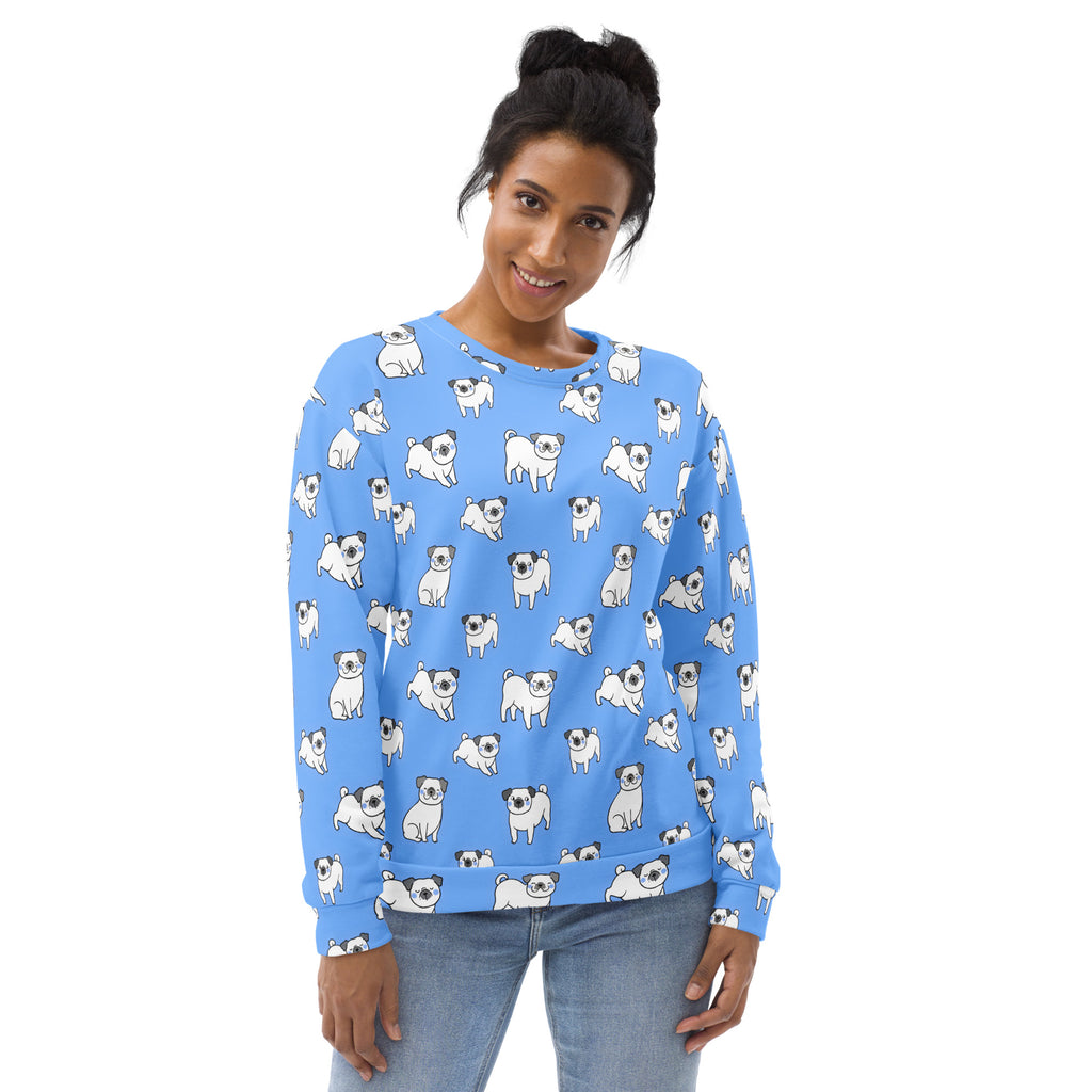 Blue Corgi Dog Sweatshirt With Brushed Inner Fleece Fabric