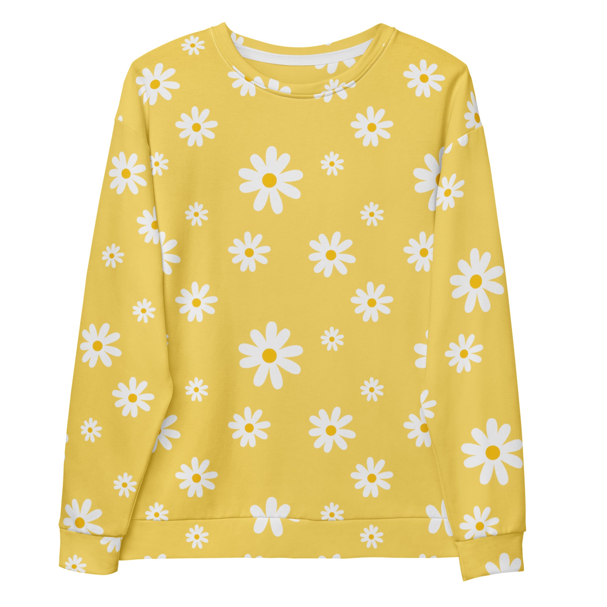 Yellow Daisy Sweatshirt With Brushed Inner Fleece Fabric