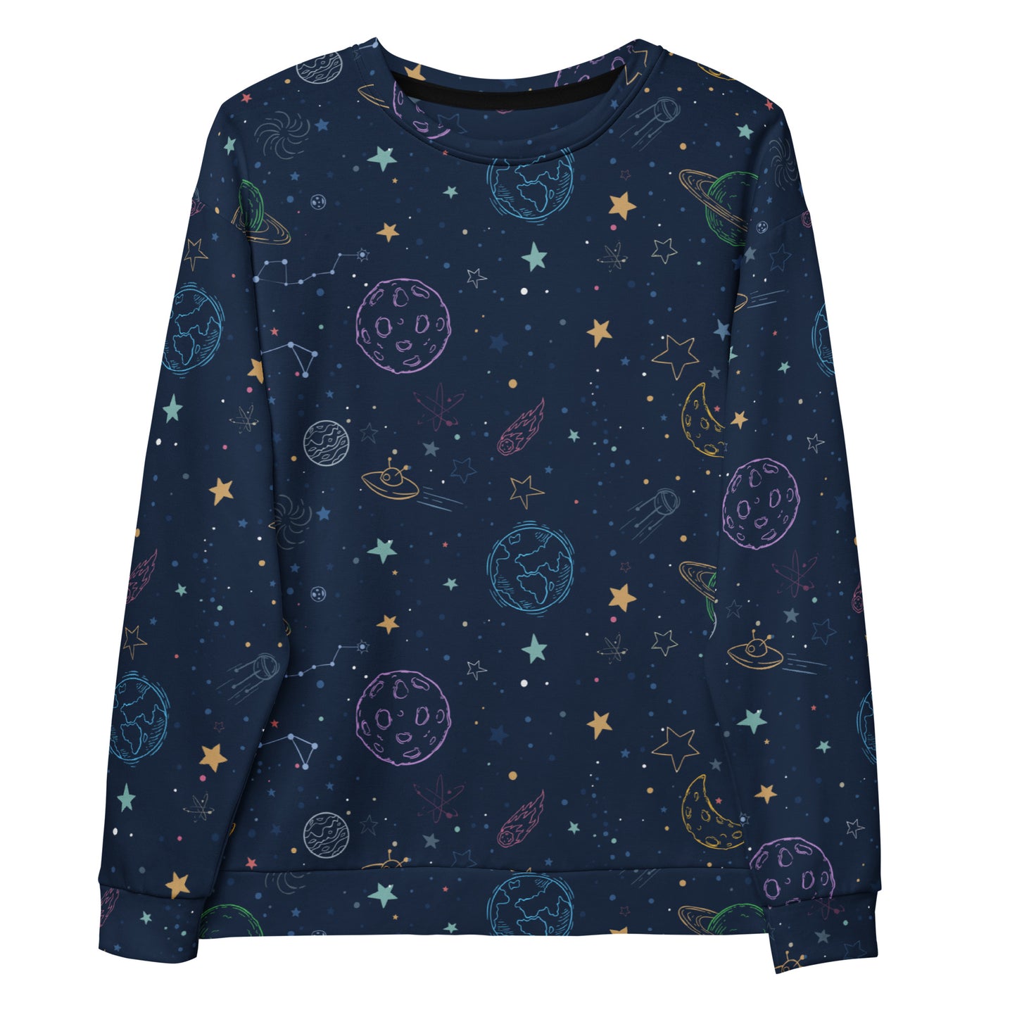 Colorful Galaxy Space Sweatshirt With Brushed Inner Fleece Fabric
