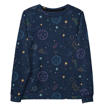 Colorful Galaxy Space Sweatshirt With Brushed Inner Fleece Fabric