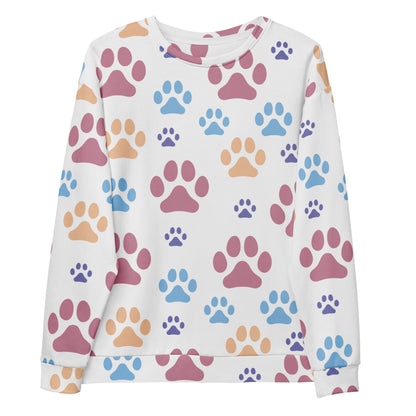 Colorful Paw Print Sweatshirt With Brushed Inner Fleece Fabric