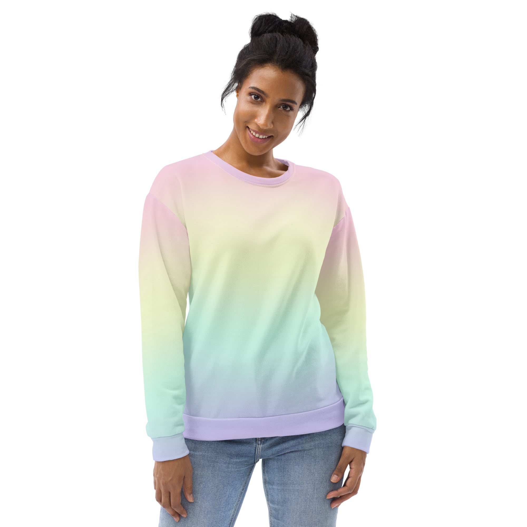 Pastel Rainbow Sweatshirt With Brushed Inner Fleece Fabric