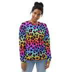 Rainbow Leopard Sweatshirt With Brushed Inner Fleece Fabric