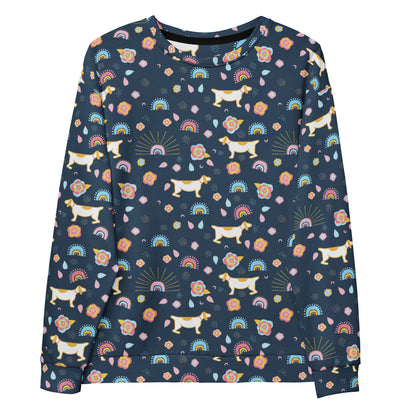 Whimsical Dog & Rainbow Sweatshirt With Brushed Inner Fleece Fabric