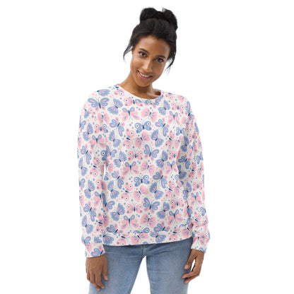 Pastel Butterfly Sweatshirt With Brushed Inner Fleece Fabric