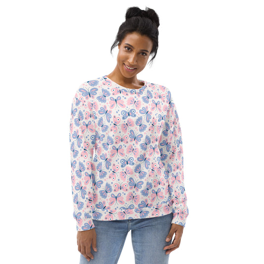 Pastel Butterfly Sweatshirt With Brushed Inner Fleece Fabric