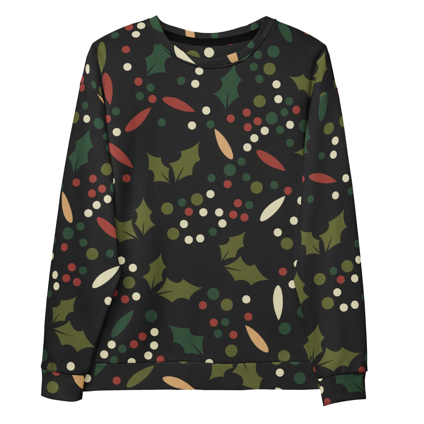 Floral Christmas Sweatshirt With Brushed Inner Fleece Fabric