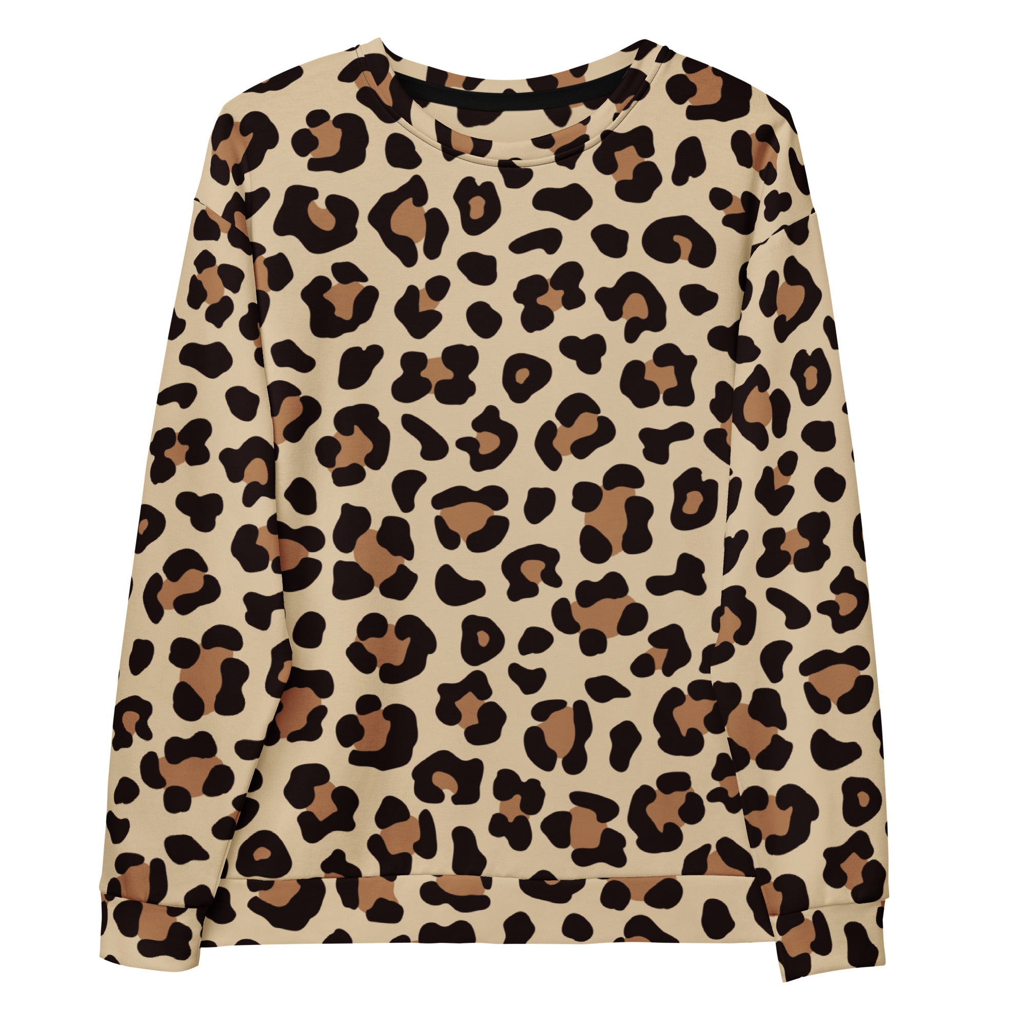 Leopard Print Sweatshirt With Brushed Inner Fleece Fabric