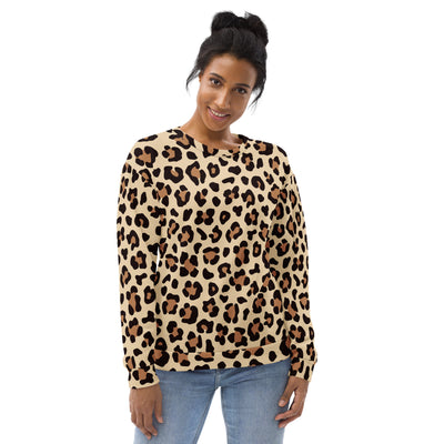 Leopard Print Sweatshirt With Brushed Inner Fleece Fabric