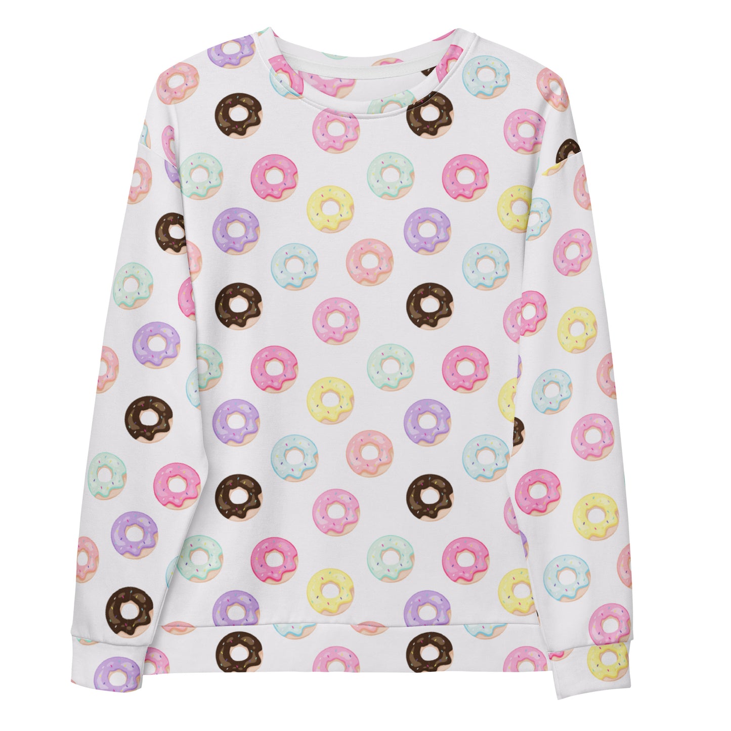 Colorful Donuts Sweatshirt With Brushed Inner Fleece Fabric