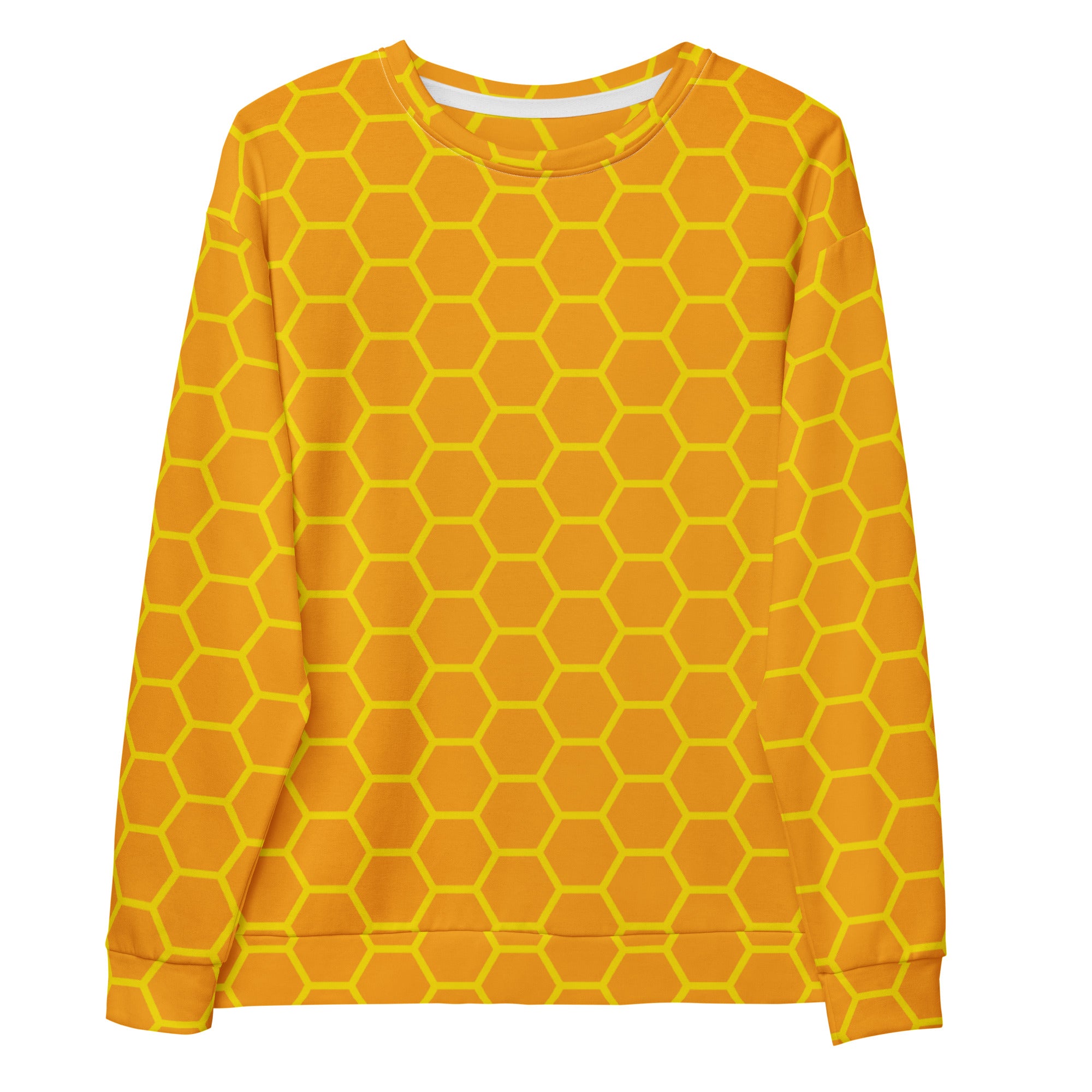 Honeycomb Print Sweatshirt With Brushed Inner Fleece Fabric