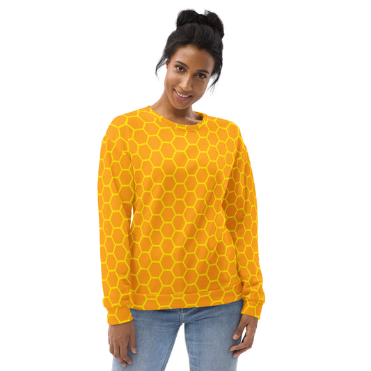 Honeycomb Print Sweatshirt With Brushed Inner Fleece Fabric