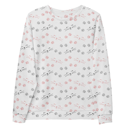 Cat Paw Print Sweatshirt With Brushed Inner Fleece Fabric