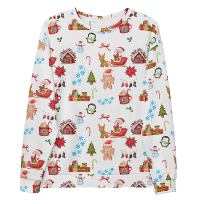 Christmas Pattern Sweatshirt With Brushed Inner Fleece Fabric