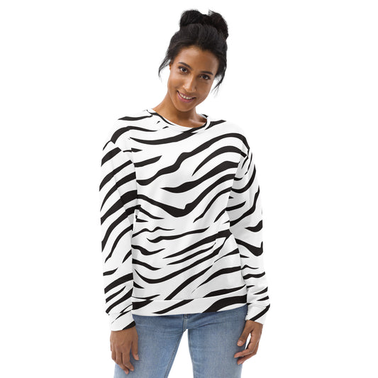 Zebra Print Sweatshirt With Brushed Inner Fleece Fabric