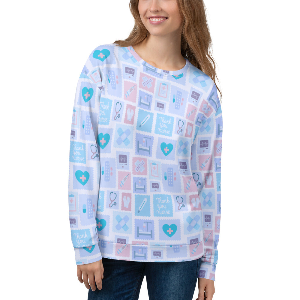 Blue Nurse Icon Sweatshirt With Brushed Inner Fleece Fabric
