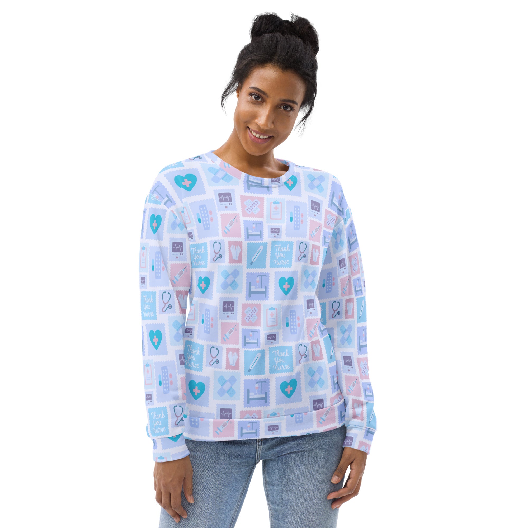 Blue Nurse Icon Sweatshirt With Brushed Inner Fleece Fabric