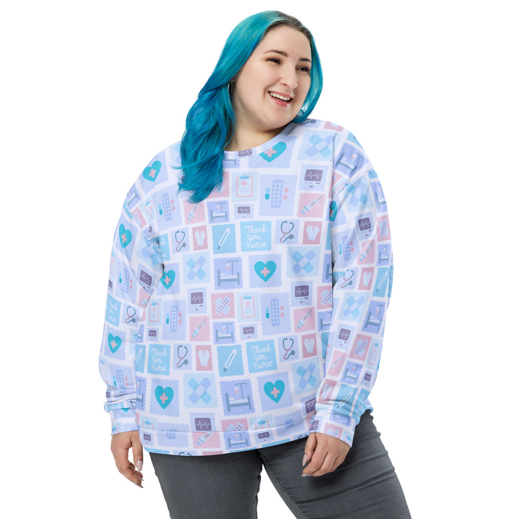 Blue Nurse Icon Sweatshirt With Brushed Inner Fleece Fabric