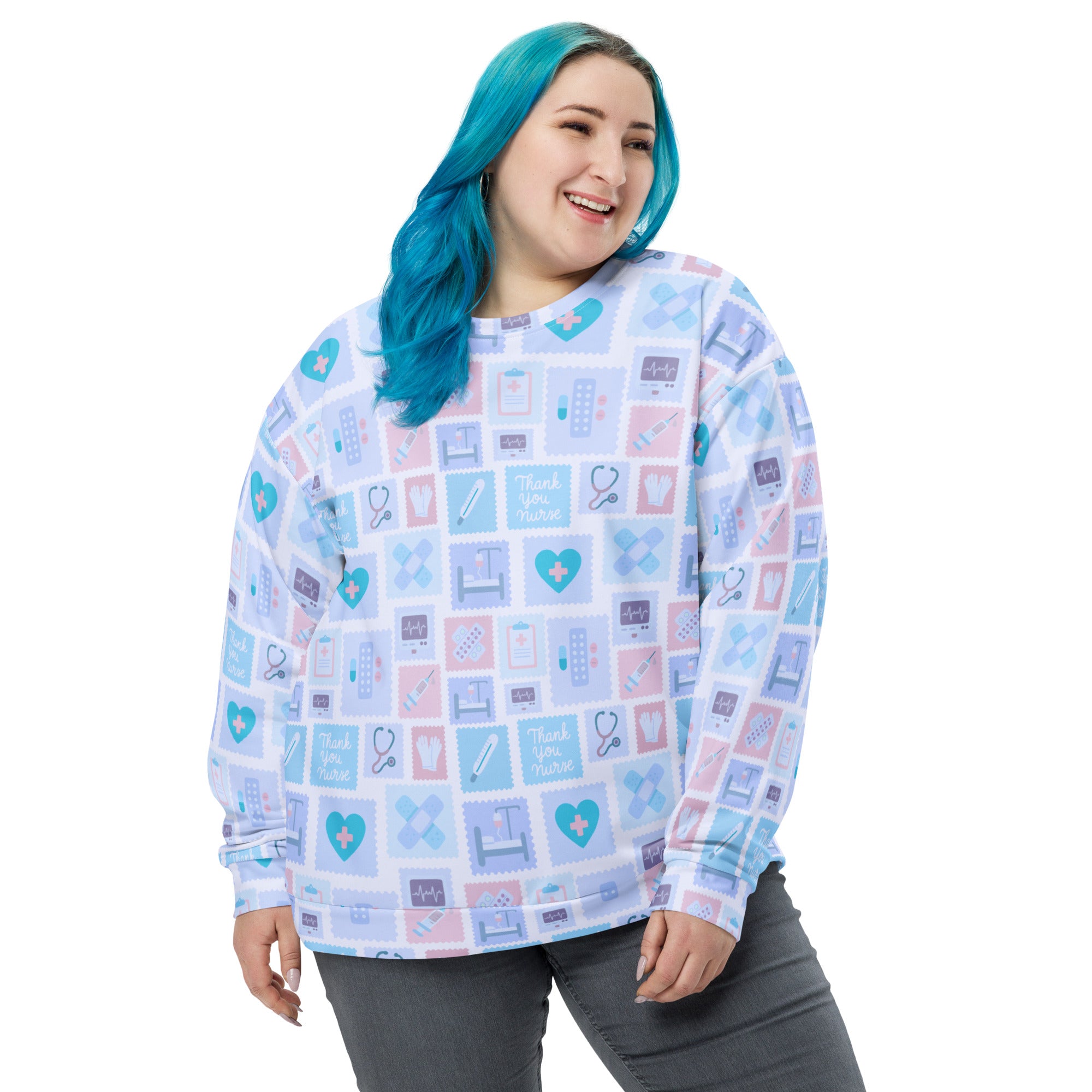 Blue Nurse Icon Sweatshirt With Brushed Inner Fleece Fabric