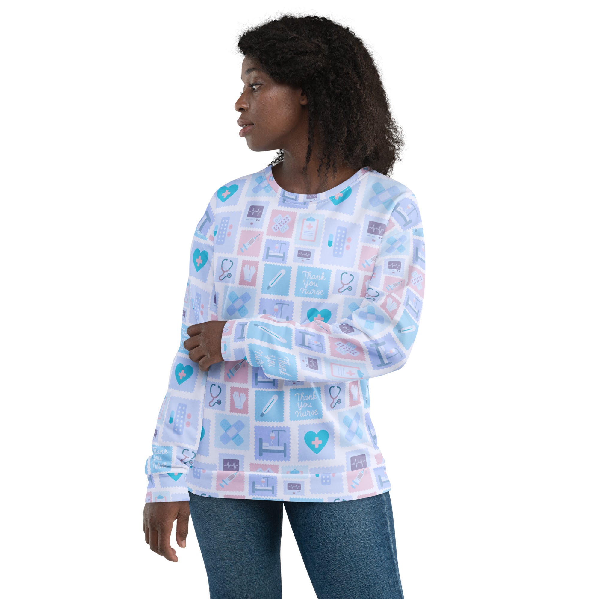 Blue Nurse Icon Sweatshirt With Brushed Inner Fleece Fabric