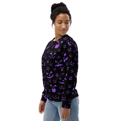 Purple Jack-O’-Lantern Halloween Sweatshirt With Brushed Inner Fleece Fabric